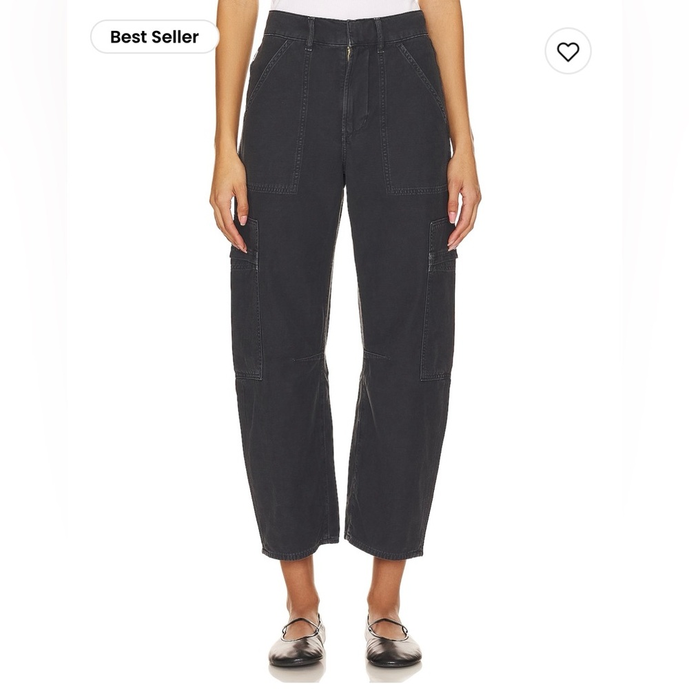 Marcelle Low Slung Cargo Pant in Black Citizens of Humanity Barrel Jeans